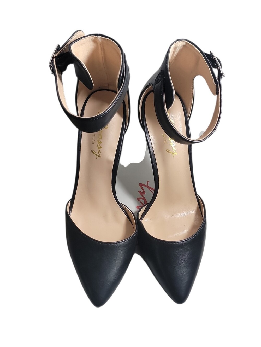 Jeossy Milan black ankle strap pointed toe high heel pump size 7.5